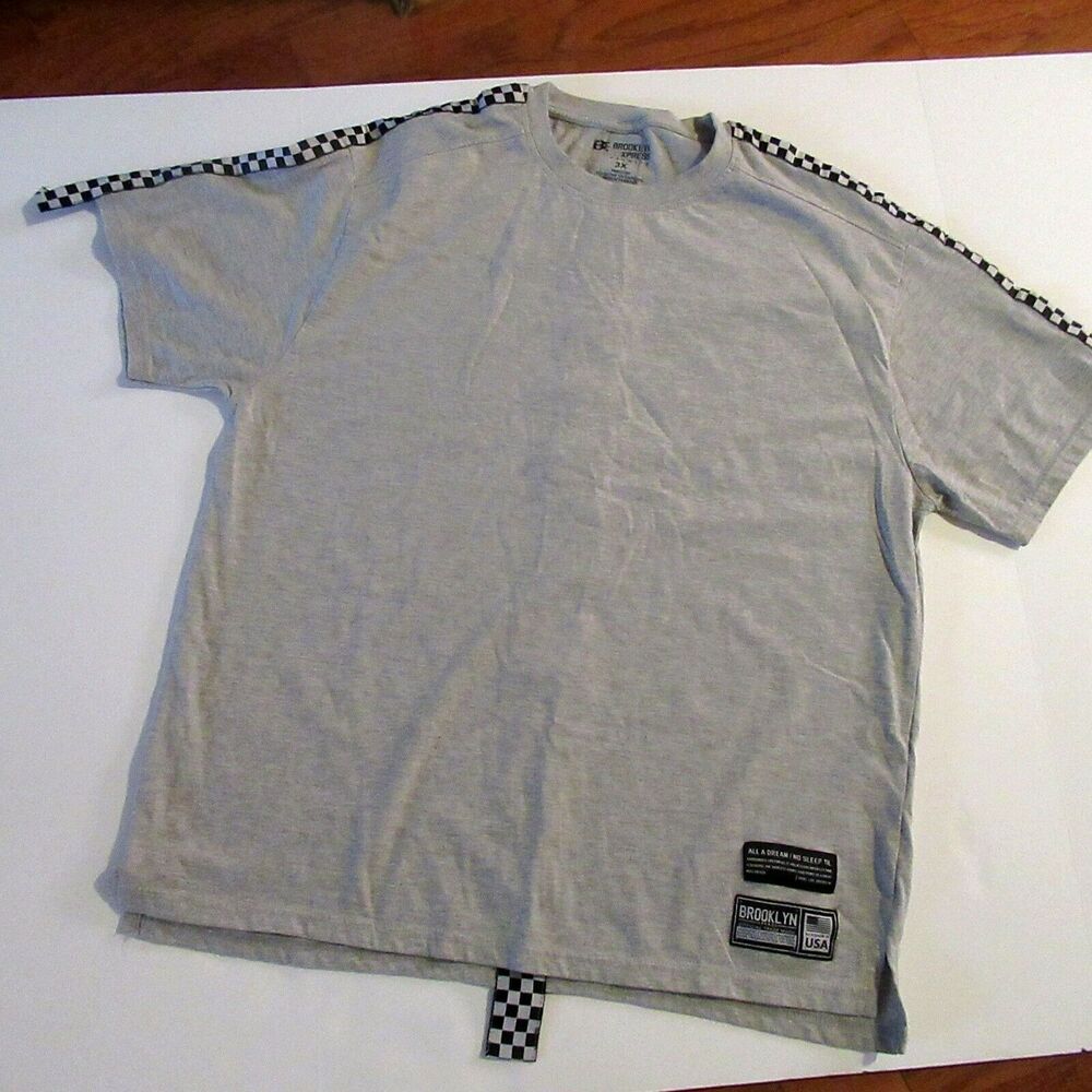 Brooklyn Xpress Ricky Singh Men's Pullover Gray Back Racing Stripe T-Shirt 3XL